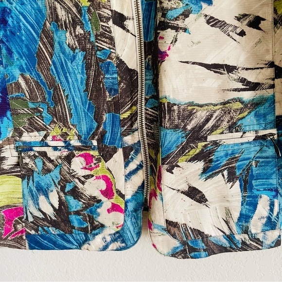 Chico’s woman blazer jacket size 3 Large full zip abstract 100% cotton - Picture 8 of 8